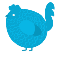 A cerulean chicken with a lace pattern