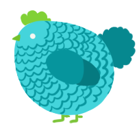 A aqua and teal chicken with a lace pattern