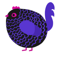 A sable and indigo chicken with a lace pattern