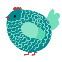 A teal and mint chicken with a lace pattern