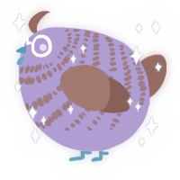 A blurple and russet chicken with a bar pattern