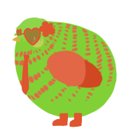 A grass and vermilion chicken with a bar pattern