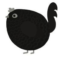 A black and sable chicken with a lace pattern