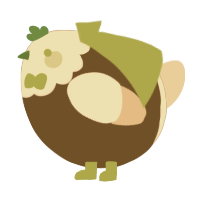A bark and beige chicken with a head pattern