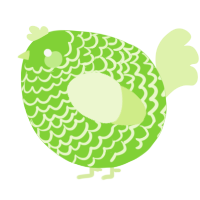 A grass and apple chicken with a lace pattern