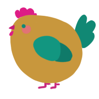 A gold and teal chicken