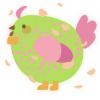 A grass and orchid chicken with a speckle pattern