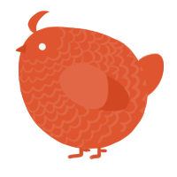 A vermilion chicken with a lace pattern