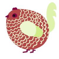 A red and apple chicken with a lace pattern