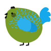 A chartreuse and sky chicken with a half-lace pattern