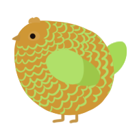 A ochre and grass chicken with a lace pattern