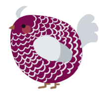 A wine and mist chicken with a lace pattern