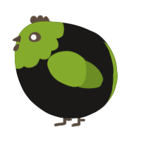 A sable and chartreuse chicken with a head pattern