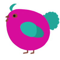 A fuchsia and turquoise chicken