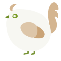 A white and beige chicken