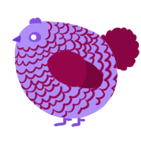 A lilac and maroon chicken with a lace pattern