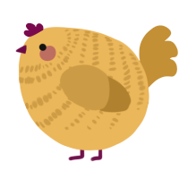 A honey and gold chicken with a bar pattern
