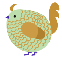 A gluppy and gold chicken with a lace pattern