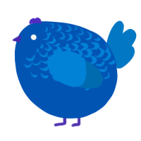 A ultramarine and sapphire chicken with a half-lace pattern