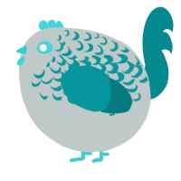 A silver and teal chicken with a half-lace pattern