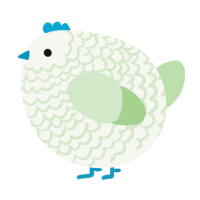 A white and gluppy chicken with a lace pattern