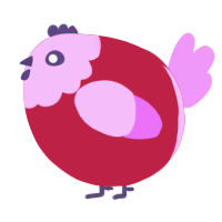 A crimson and lavender chicken with a head pattern