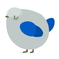 A silver and ultramarine chicken