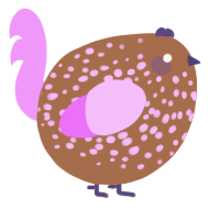 A brown and lavender chicken with a speckle pattern