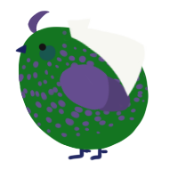 A leaf and overcast chicken with a speckle pattern