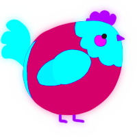A wine and cerulean chicken with a head pattern