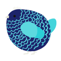 A navy and aqua chicken with a lace pattern