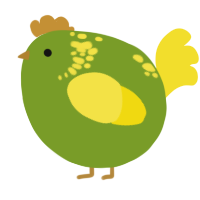 A chartreuse and yellow chicken with a neck-speckle pattern