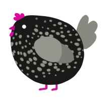A sable and ash chicken with a speckle pattern