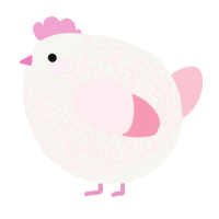 A white and rose chicken with a double-lace pattern
