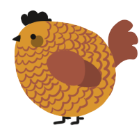 A orange and russet chicken with a lace pattern