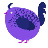 A blurple and navy chicken with a half-lace pattern