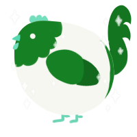 A white and leaf chicken with a head pattern