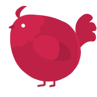 A crimson chicken with a head pattern