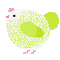 A white and lime chicken with a double-lace pattern