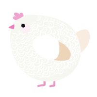 A white and cream chicken with a double-lace pattern