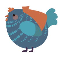 A ultramarine and sapphire chicken with a bar pattern