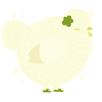 A white chicken with a lace pattern