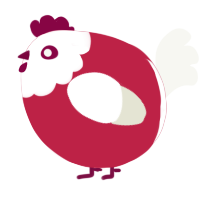 A crimson and white chicken with a head pattern