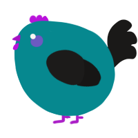 A teal and sable chicken