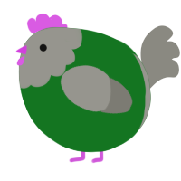 A leaf and ash chicken with a head pattern