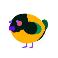 A ultramarine and rose chicken with a head pattern