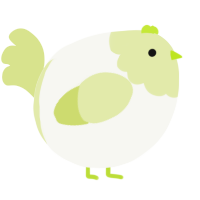 A white and lemon chicken with a head pattern