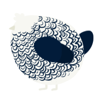 A white and tumblr chicken with a double-lace pattern