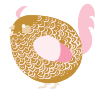 A gold and rose chicken with a double-lace pattern