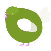 A chartreuse and white chicken